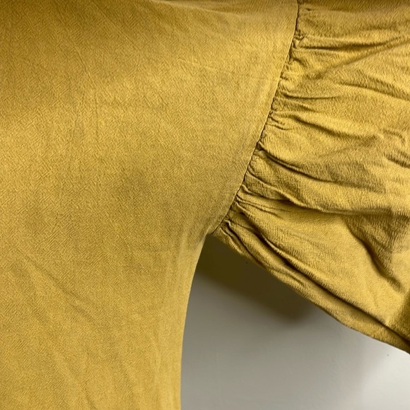 Margo Baridon Relaxed midi dress Yellow puff sleeve button down dress size large - Picture 14 of 17